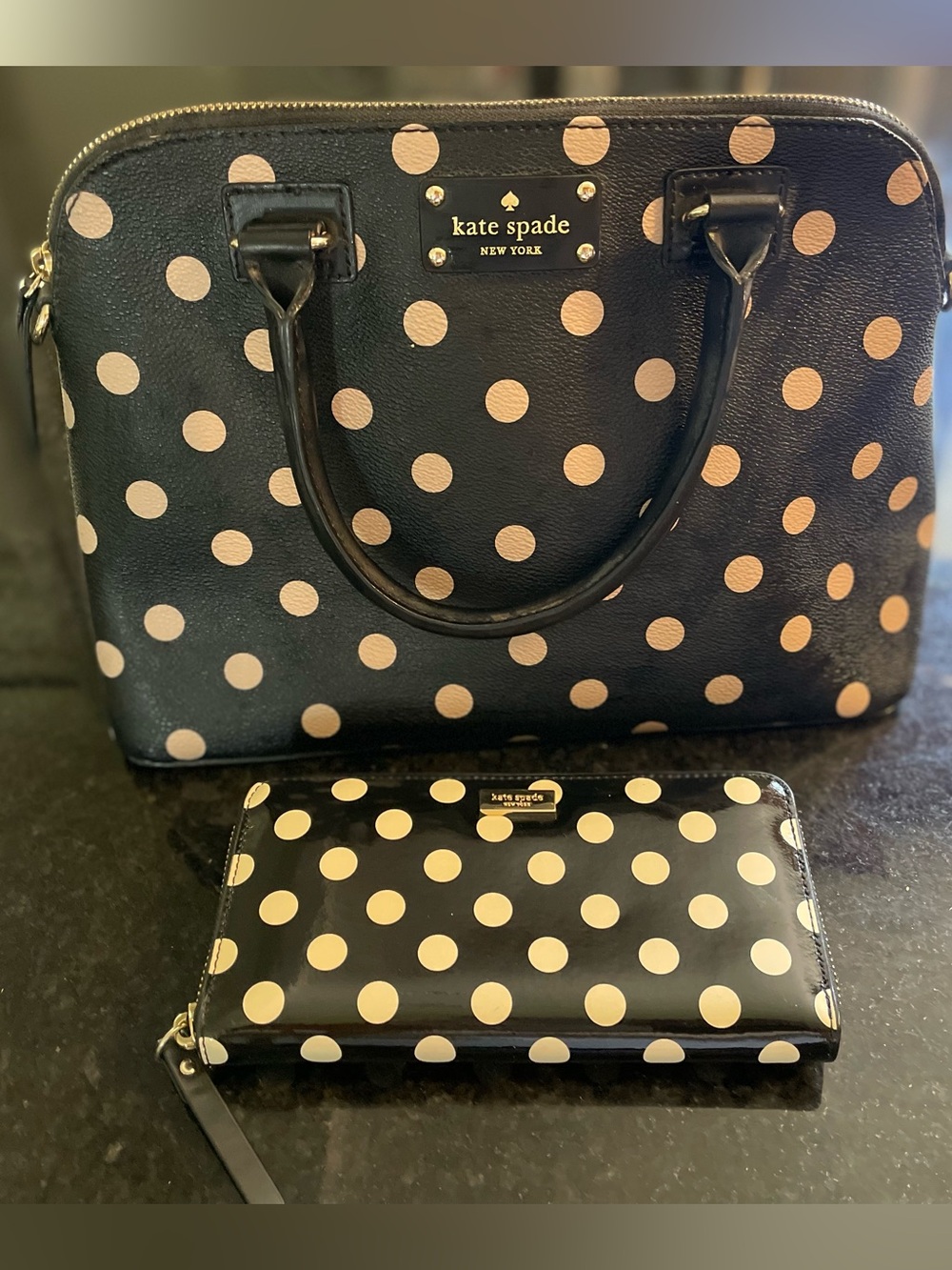 Kate Spade Polka Dot Medium Leather Handbag and Purse